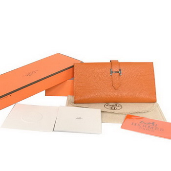 Hermes Bearn Japonaise Smooth Leather Tri-Fold Wallet H308 Orange