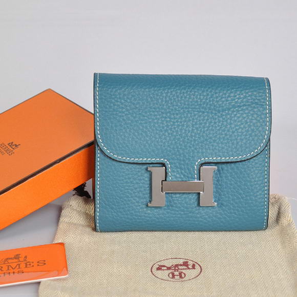 Hermes Constance Togo Leather Wallets A608 Blue