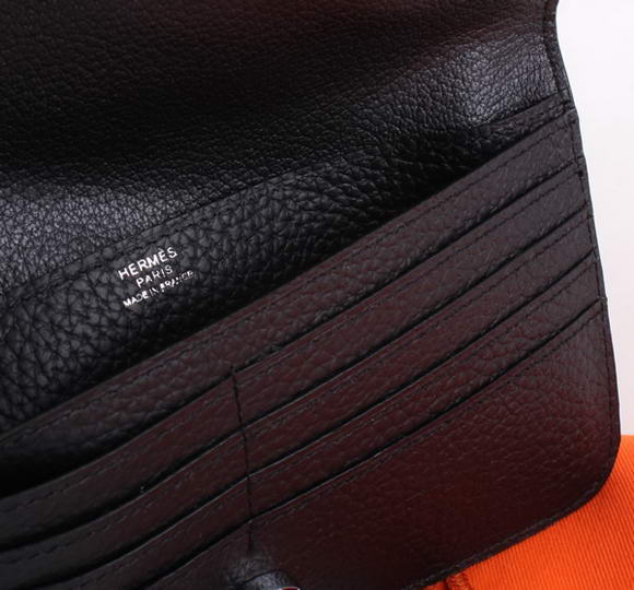 Hermes Dogon Togo Leather Wallet Travel Case A808 Black