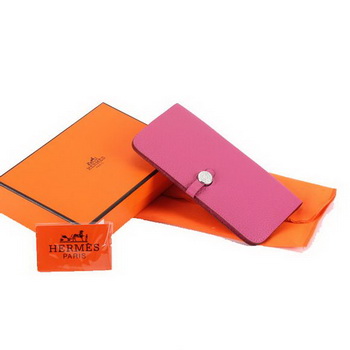 Hermes Dogon Togo Leather Wallet Travel Case A808 Roseo