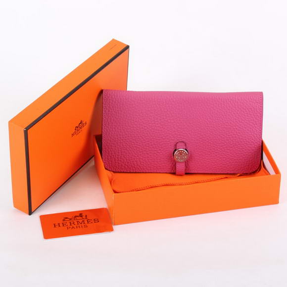Hermes Dogon Togo Leather Wallet Travel Case A808 Roseo