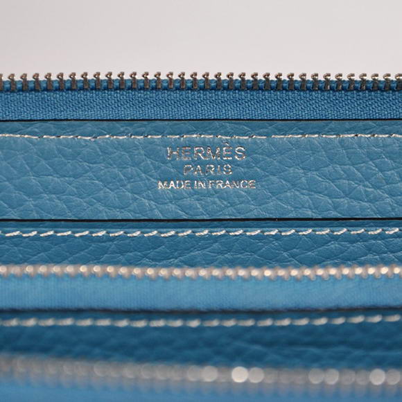 Hermes Evelyn Long Wallet Zip Purse A808 Blue