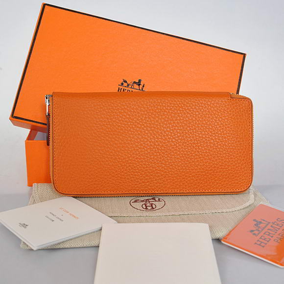 Hermes Evelyn Long Wallet Zip Purse A808 Orange