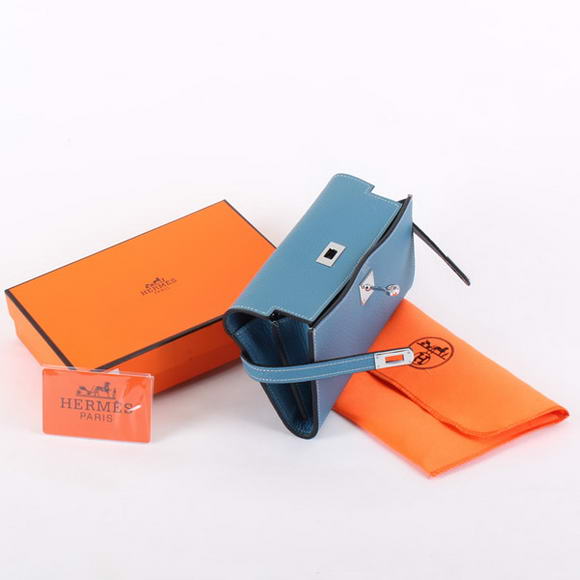 Hermes Kelly Bi-Fold Wallet A708 Blue
