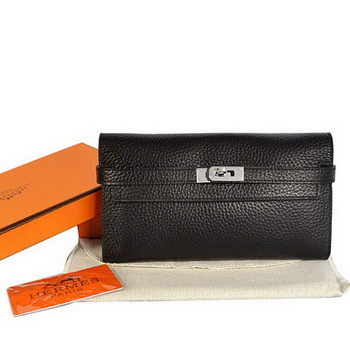 Hermes Kelly Wallet Togo Leather Bi-Fold Purse A708 Black