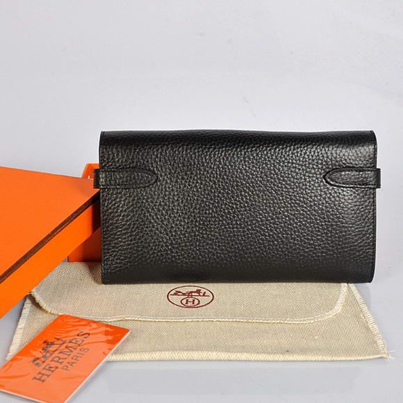 Hermes Kelly Wallet Togo Leather Bi-Fold Purse A708 Black
