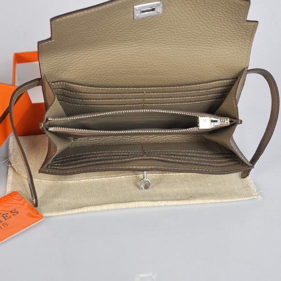 Hermes Kelly Wallet Togo Leather Bi-Fold Purse A708 Dark Grey