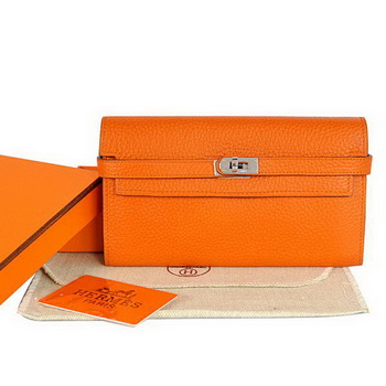 Hermes Kelly Wallet Togo Leather Bi-Fold Purse A708 Orange