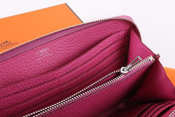 Hermes Togo Leather Perforated Zippy Wallet 9032 Roseo