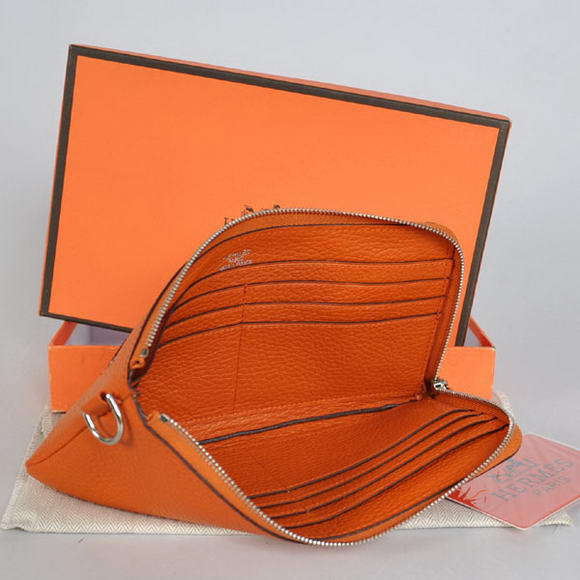 Hermes Zipper Cards Wallet Togo Leather A908 Orange