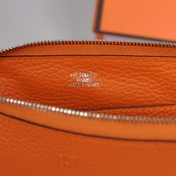 Hermes Zipper Cards Wallet Togo Leather A908 Orange
