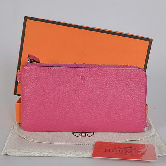Hermes Zipper Cards Wallet Togo Leather A908 Peach