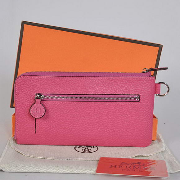 Hermes Zipper Cards Wallet Togo Leather A908 Peach