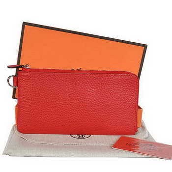 Hermes Zipper Cards Wallet Togo Leather A908 Red