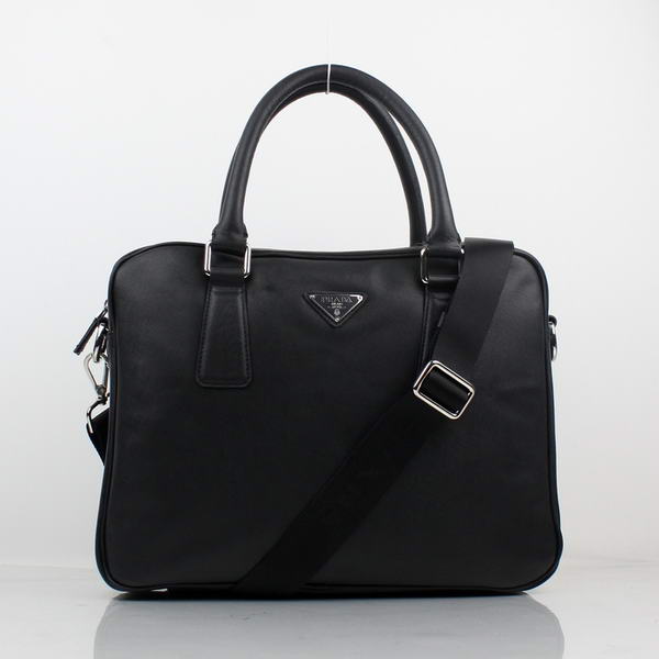 Prada BL0791 Saffiano Calf Leather Top Handle Bag Black