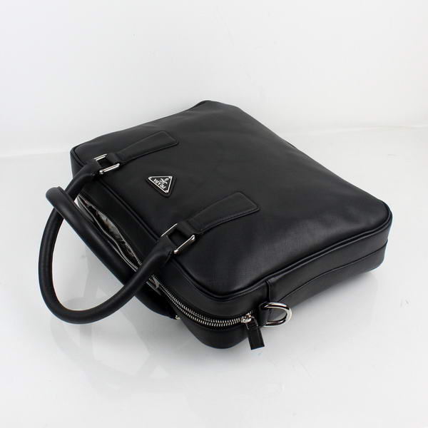 Prada BL0791 Saffiano Calf Leather Top Handle Bag Black