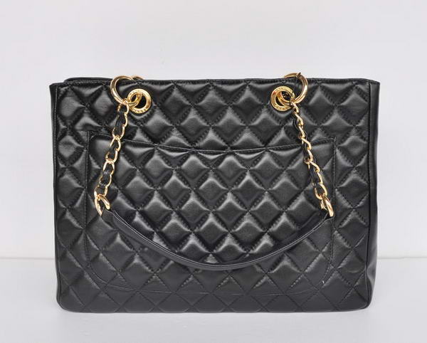 buy Cheap Chanel A50995 Black Sheepskin Leather Shoulder Bag Gold