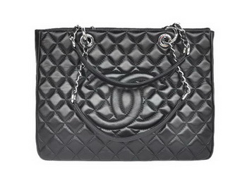 buy Cheap Chanel A50995 Black Sheepskin Leather Shoulder Bag Silver