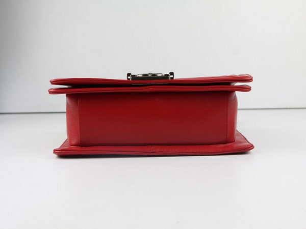 Chanel A67025 Le Boy Flap Shoulder Bag In Red Sheepskin Leather