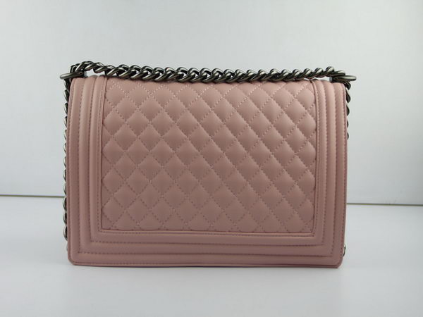 Chanel A67026 Pink Lambskin Leather Le Boy Flap Shoulder Bag