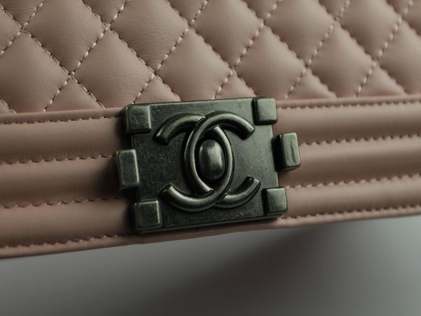 Chanel A67026 Pink Lambskin Leather Le Boy Flap Shoulder Bag