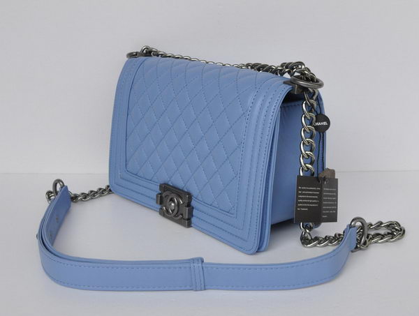 Chanel A67086 Blue Le Boy Flap Shoulder Bag Silver