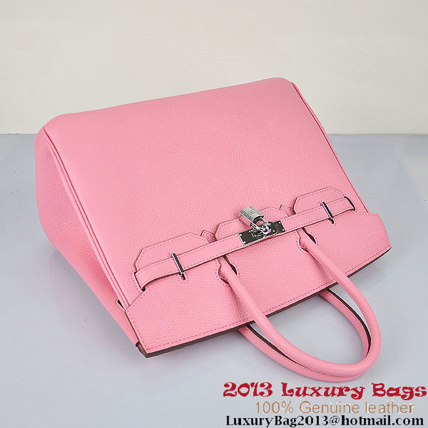 Hermes Birkin 35CM Pink Clafskin Leather Tote Bag Silver