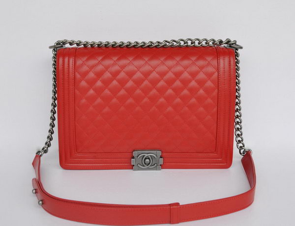 Hot Style Chanel A67086 Red Le Boy Flap Shoulder Bag Silver