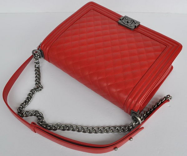 Hot Style Chanel A67086 Red Le Boy Flap Shoulder Bag Silver