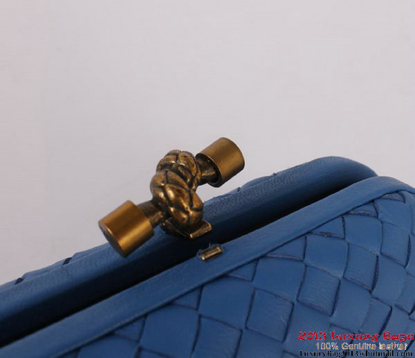 Bottega Veneta Intrecciato Silk Stretch Knot Clutches BV8615 Blue