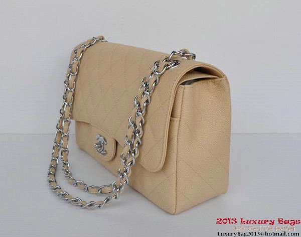 Chanel Jumbo Quilted Classic Cannage Patterns Flap Bag A58600 Apricot Silver
