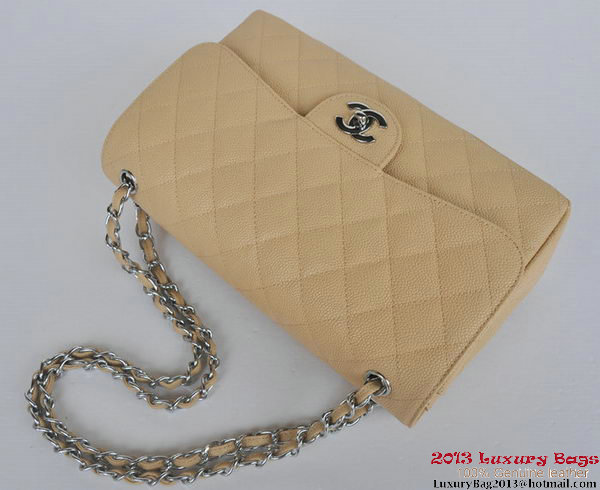 Chanel Jumbo Quilted Classic Cannage Patterns Flap Bag A58600 Apricot Silver
