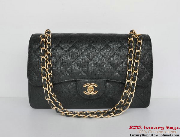 Chanel Jumbo Quilted Classic Cannage Patterns Flap Bag A58600 Black Gold
