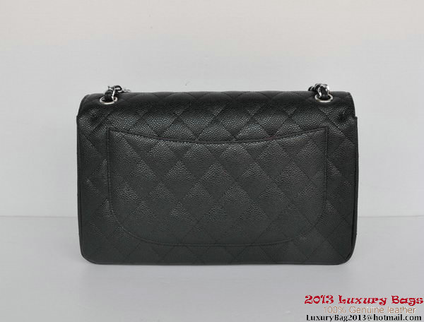 Chanel Jumbo Quilted Classic Cannage Patterns Flap Bag A58600 Black Silver