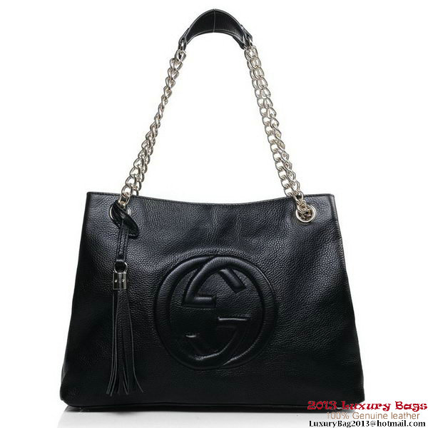 Gucci 308982 A7M0G 1000 Soho Medium Tote Bag Black