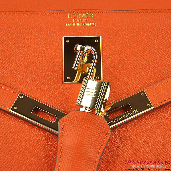 Hermes Kelly 32cm Shoulder Bags H6108 Orange Leather Gold