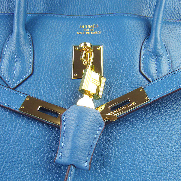 Hermes Birkin 6099 40CM Togo Bag Blue Gold padlock