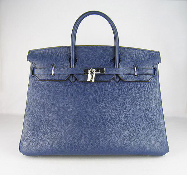 Hermes Birkin 40CM Togo Bag Dark Blue 6099 Silver