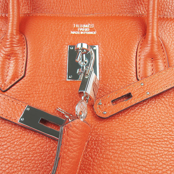 Hermes Birkin 40CM Togo Bag Orange 6099 Silver