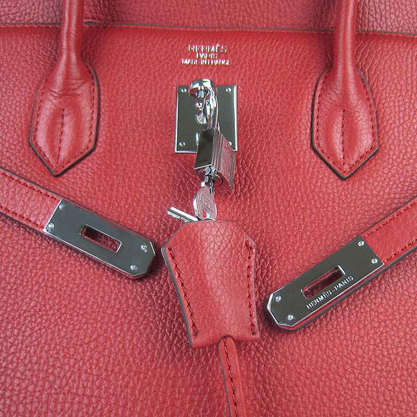 Hermes Birkin 40CM Togo Bag Red 6099 Silver
