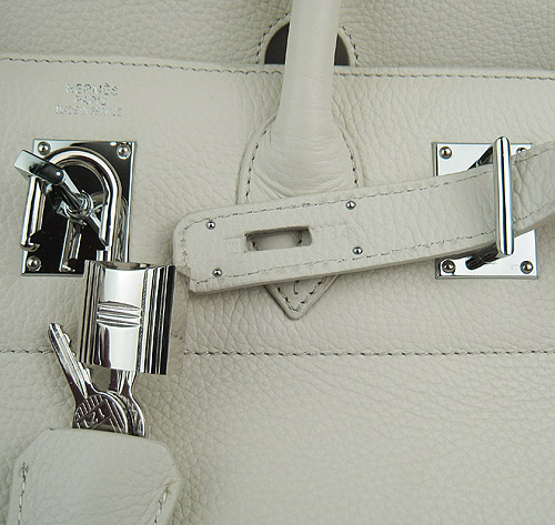 Hermes Birkin 6109 Togo Leather Bag Beige 42cm Silver