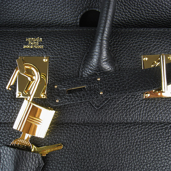 Hermes Birkin 6109 Togo Leather Bag Black 42cm Gold