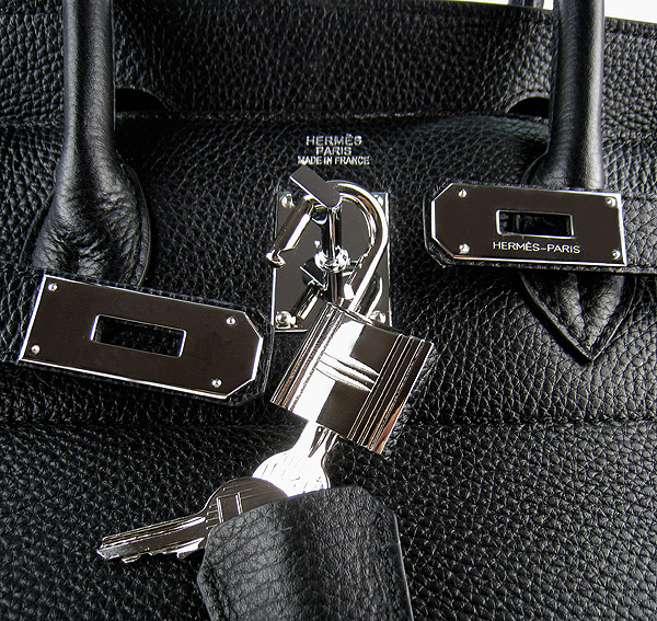 Hermes Birkin 6109 Togo Leather Bag Black 42cm Silver