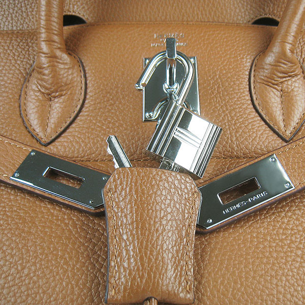 Hermes Birkin 6109 Togo Leather Bag Brown 42cm Silver