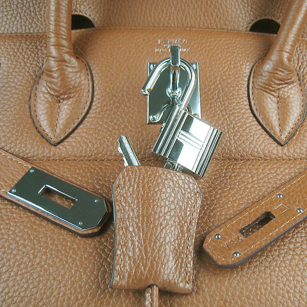 Hermes Birkin 6109 Togo Leather Bag Brown 42cm Silver