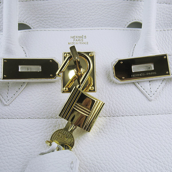 Hermes Birkin 6109 Togo Leather Bag White 42cm Gold