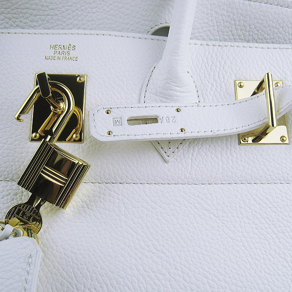 Hermes Birkin 6109 Togo Leather Bag White 42cm Gold