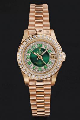 Rolex Datejust Diamond Green 25 mm Women Watch-RD3847
