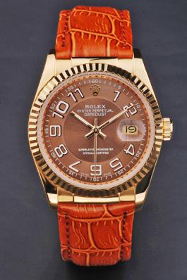 Rolex Datejust Golden Surface Leather 34mm Men Watch-RD4016