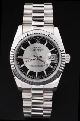 Rolex Datejust Mechanism Silver Bezel Black Surface Watch-RD2414